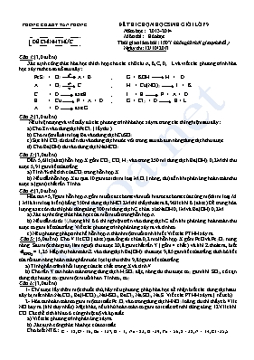 Đề thi chọn học sinh giỏi lớp năm học 2013 - 2014 môn thi Hóa Học